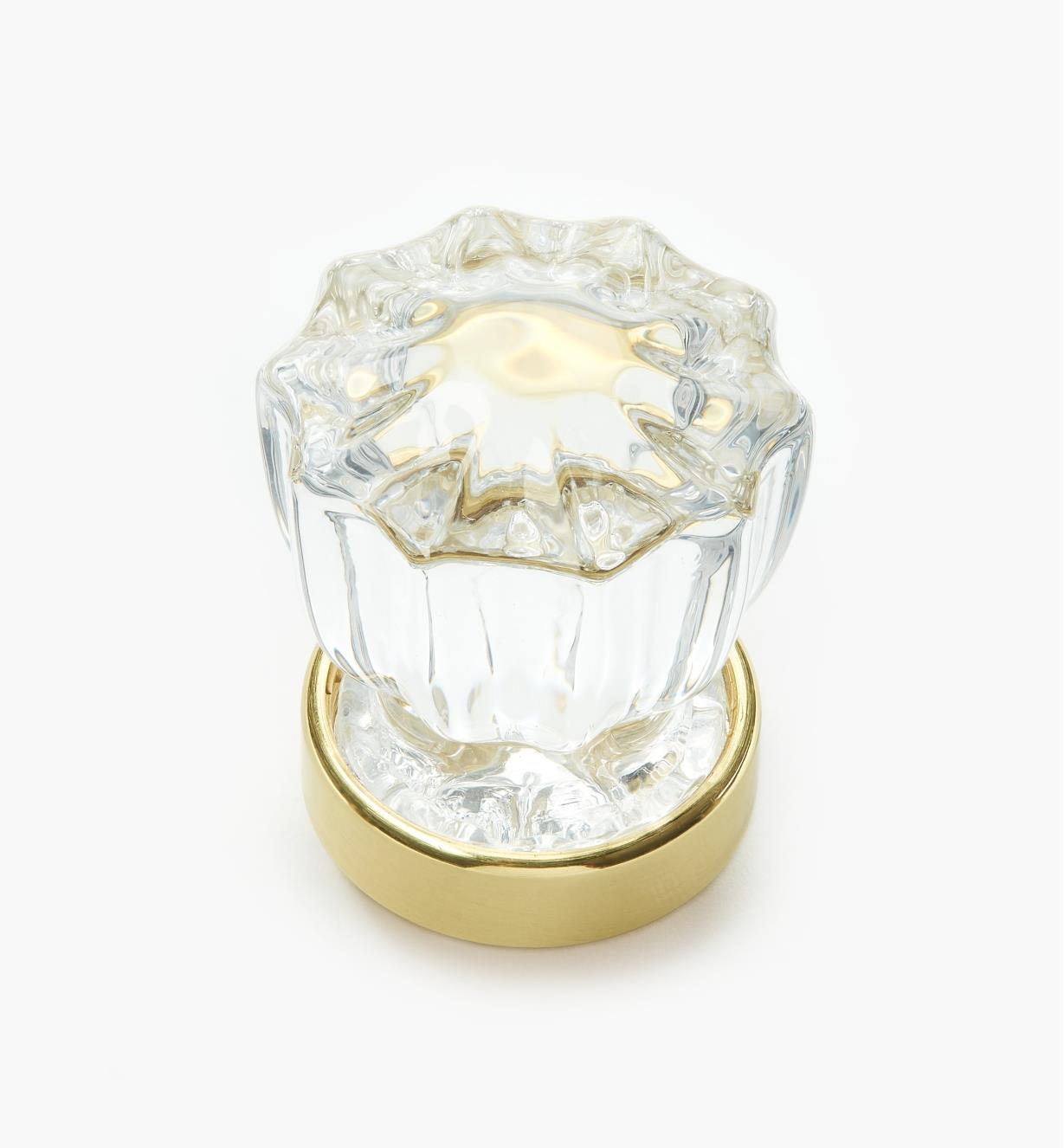 01W2610 - Glass Knob, Polished Brass