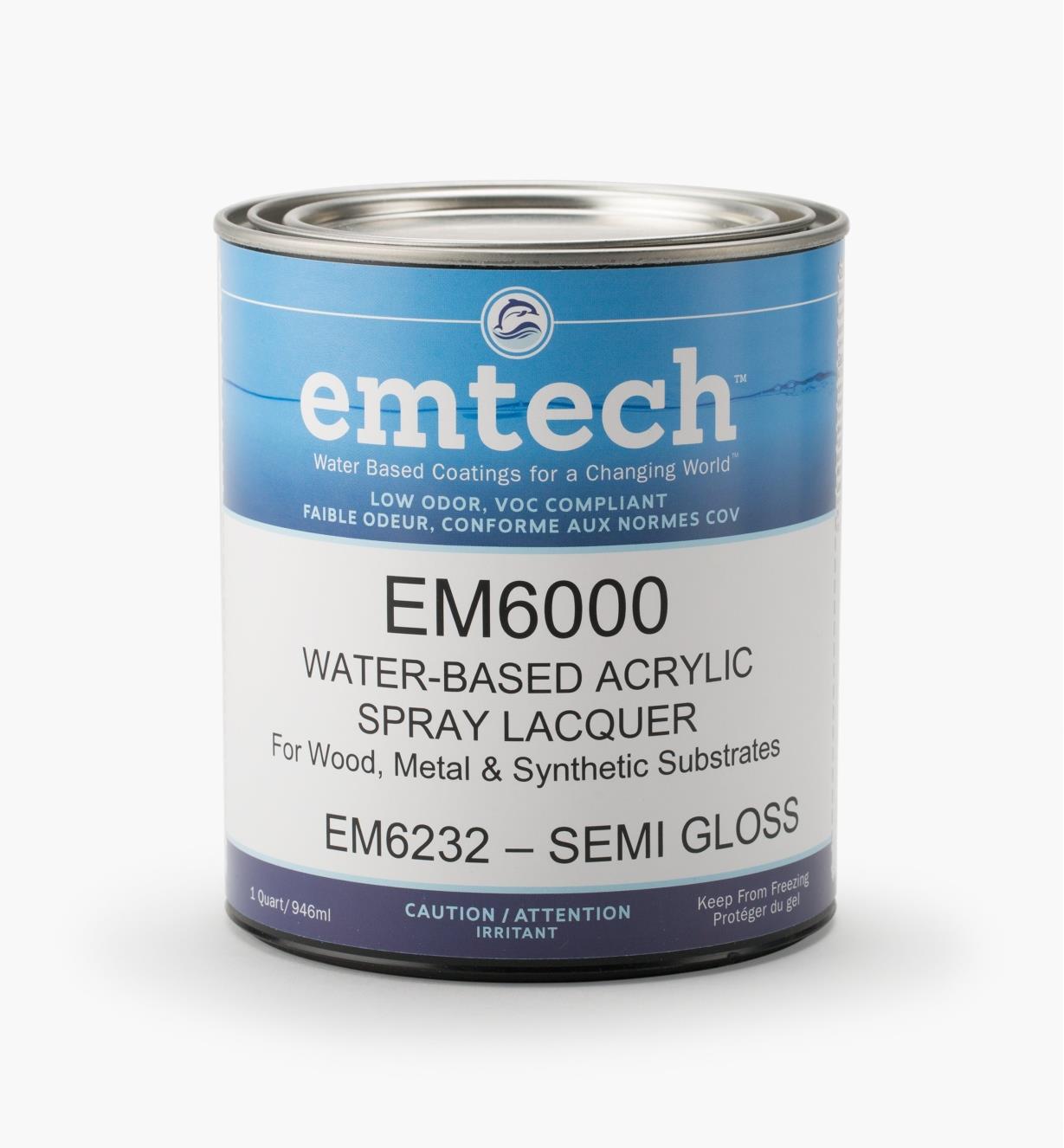56Z1915 - Emtech Water-Based Semi-Gloss Lacquer, Quart