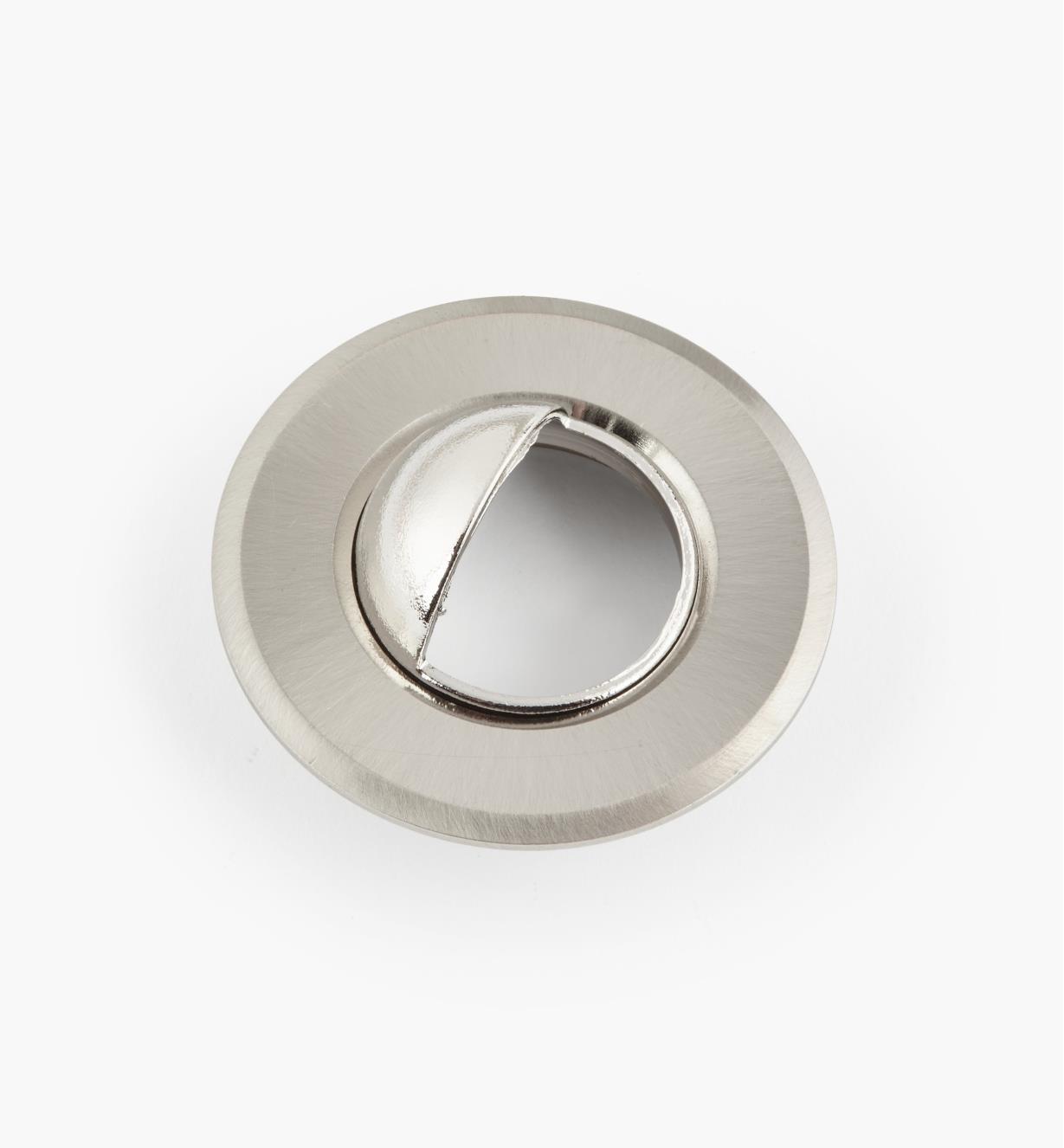 00U4357 - 1 1/2" Brushed Steel Round Aluminum Trim Ring with Shield