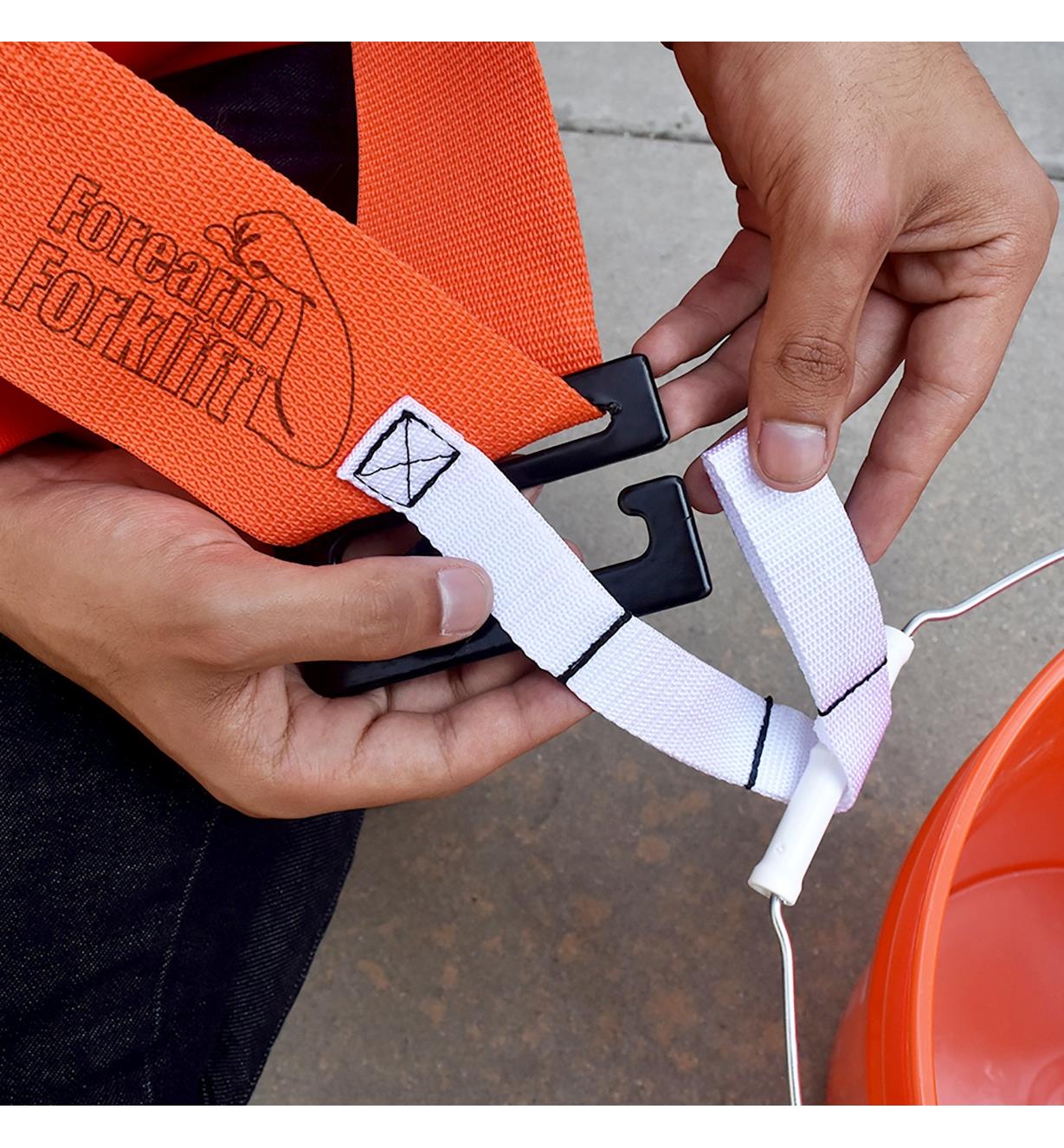 Attaching a pail handle to the Bucket Buddy Sash