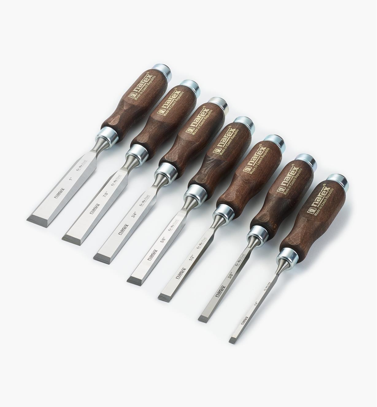 10S0977 - Narex Classic Bevel-Edge Chisels, Set of 7 (1/4" to 1")