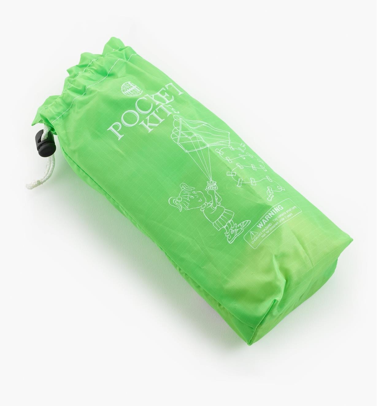 Pocket Kite folded into the included storage bag