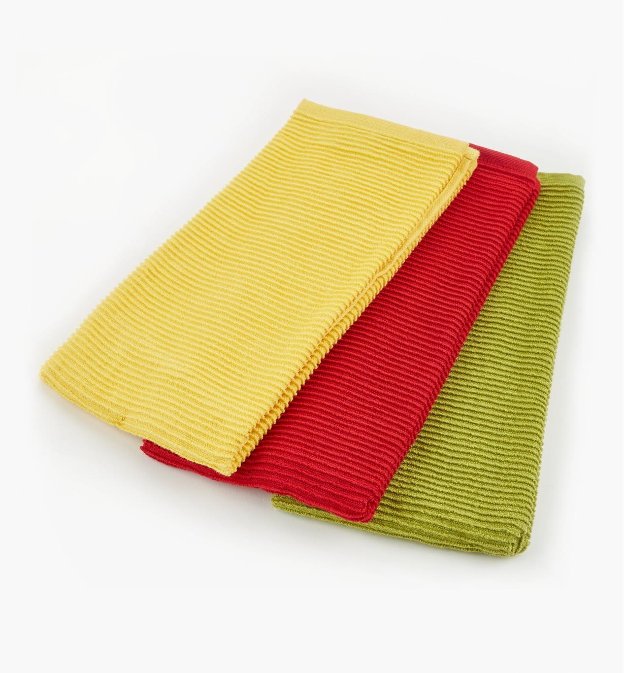 88K5857 - Set of 3 Ripple Towels (yellow, red, green)