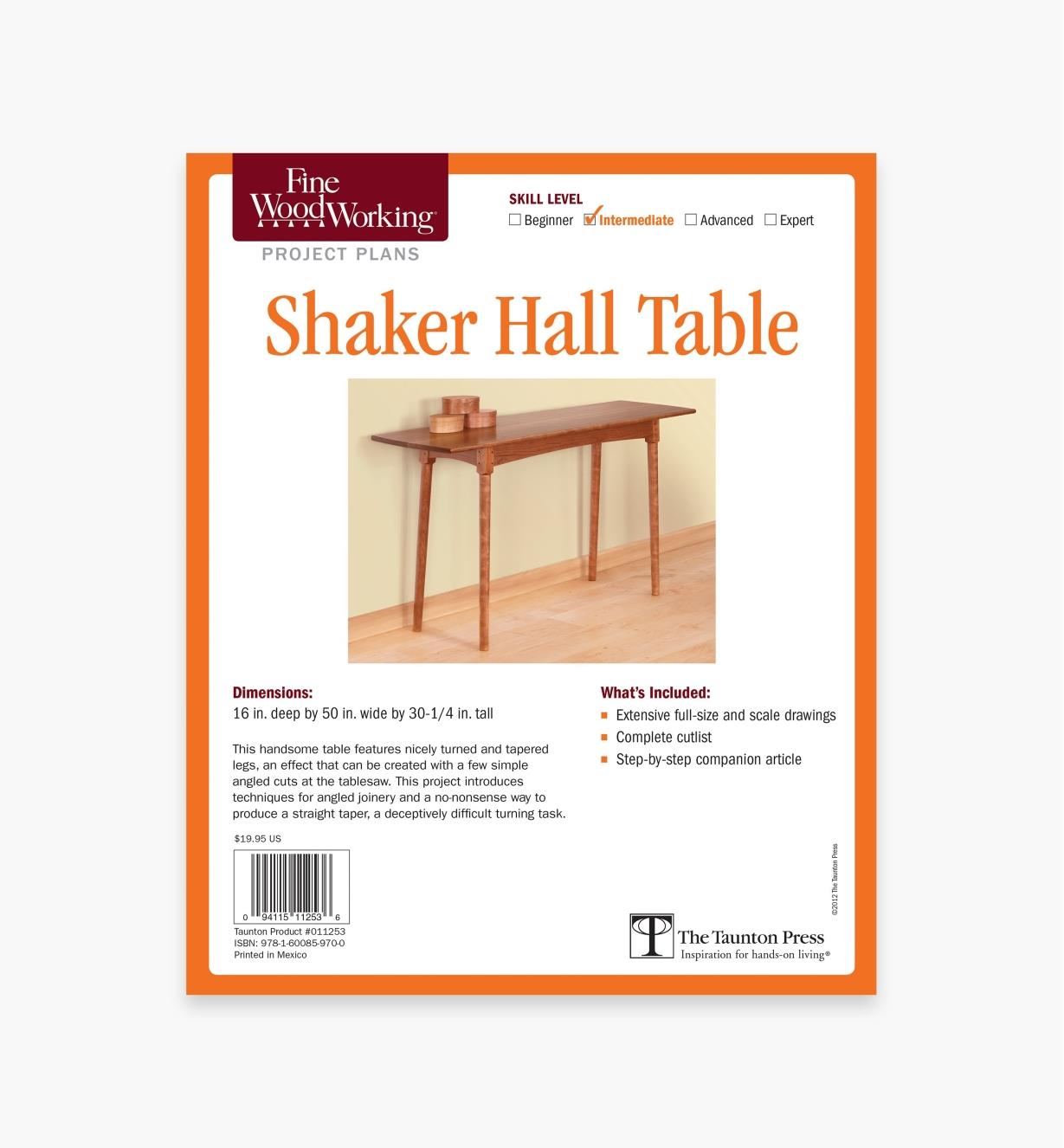 73L2549 - Shaker Hall Table Plan