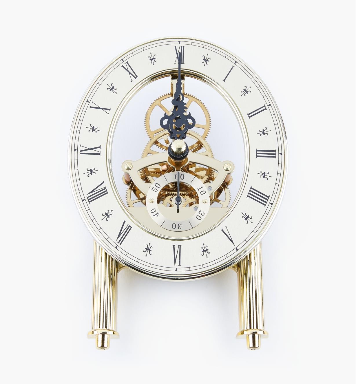 Anniversary Quartz Skeleton Clock Movement With OVAL Dial Gold 5 7/8" Tall 