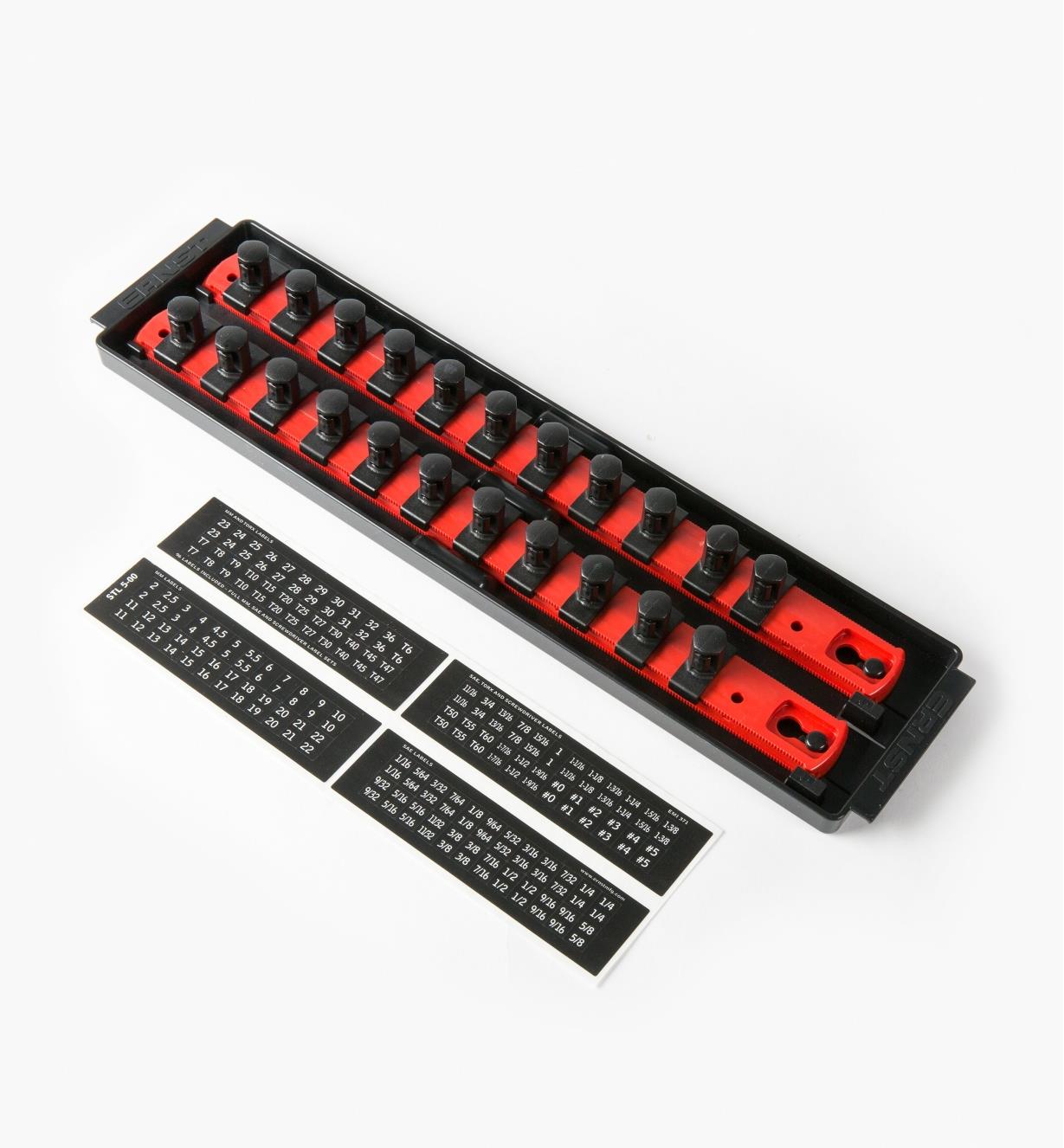 27K8042 - 1/2" Drive Socket Organizer Set (1 Tray, 2 × 13" Rails, 22 pegs)