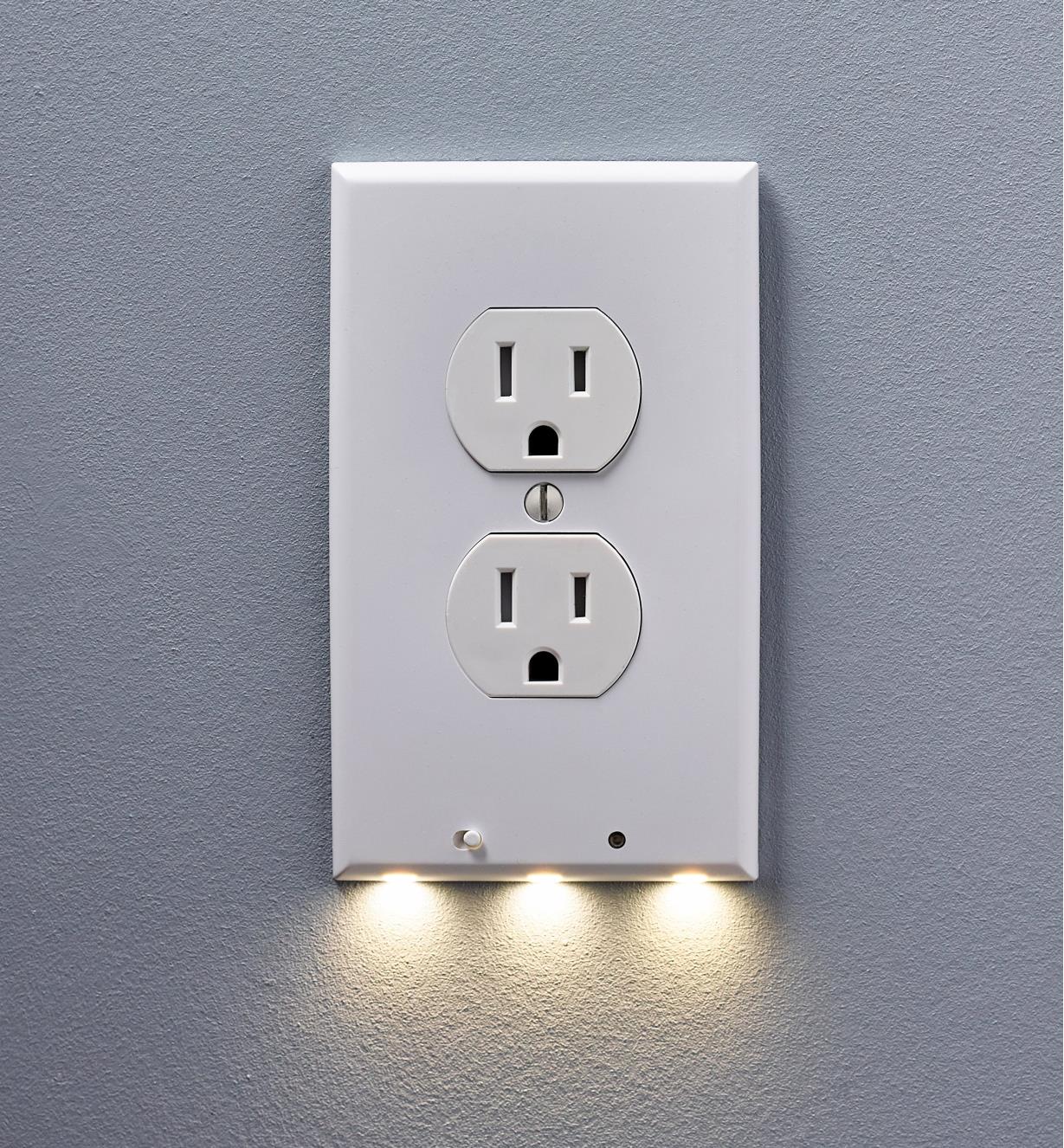 10 Pack Night Angel Duplex Plug Cover Sensor Light  LED Wall Outlet Coverplate 
