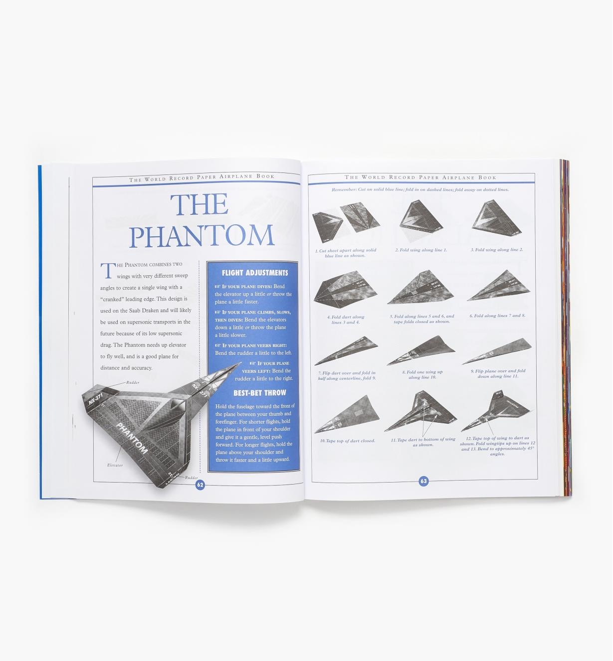 Open book showing instructions for making the Phantom