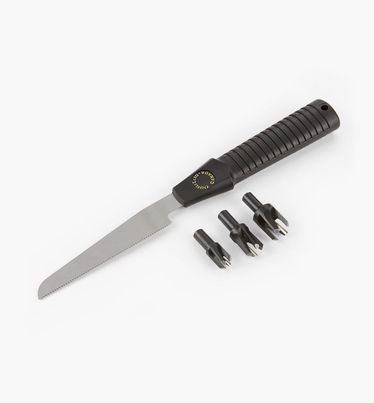 05K3412 - Veritas Single Flush-Cut Saw & Set of 3 Imperial Snug-Plug Cutters