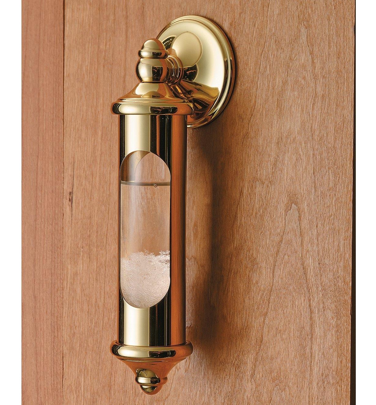 Admiral FitzRoy's Stormglass mounted to a wall using the optional wall mount