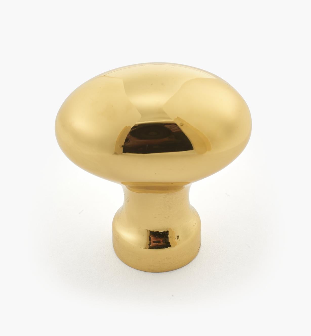 01W1701 - 1 3/16" x  13/16" x 1 1/4"Polished Brass Oval Knob