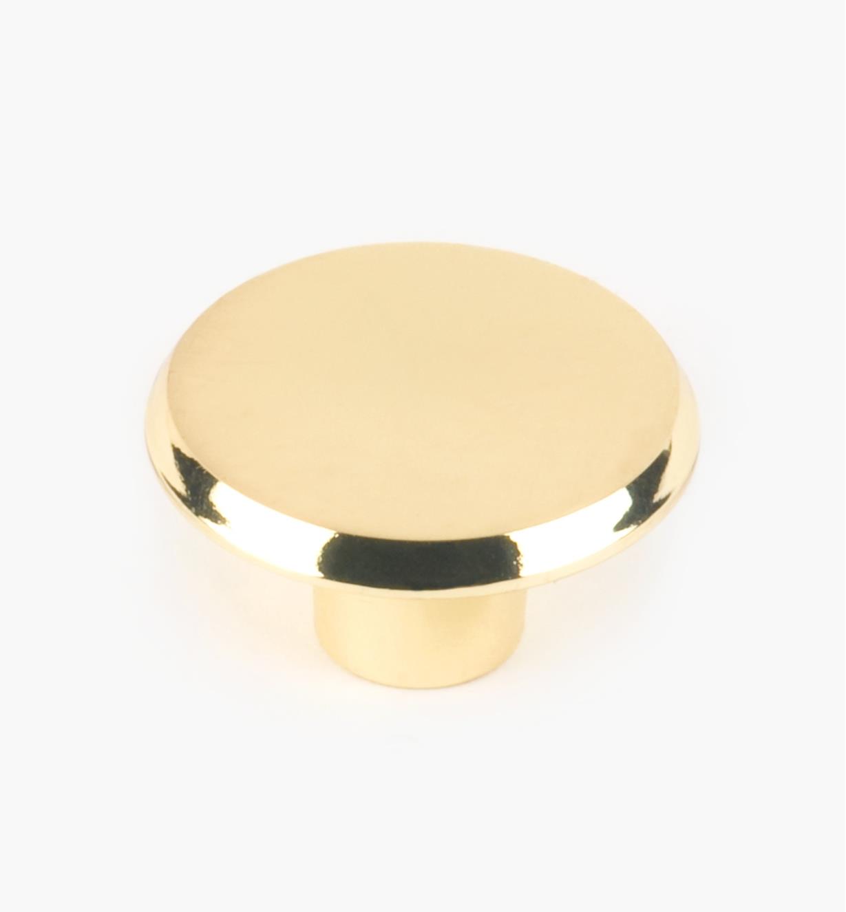 03W1950 - 1 1/2" × 7/8" Brass Plate Concave Knob, each