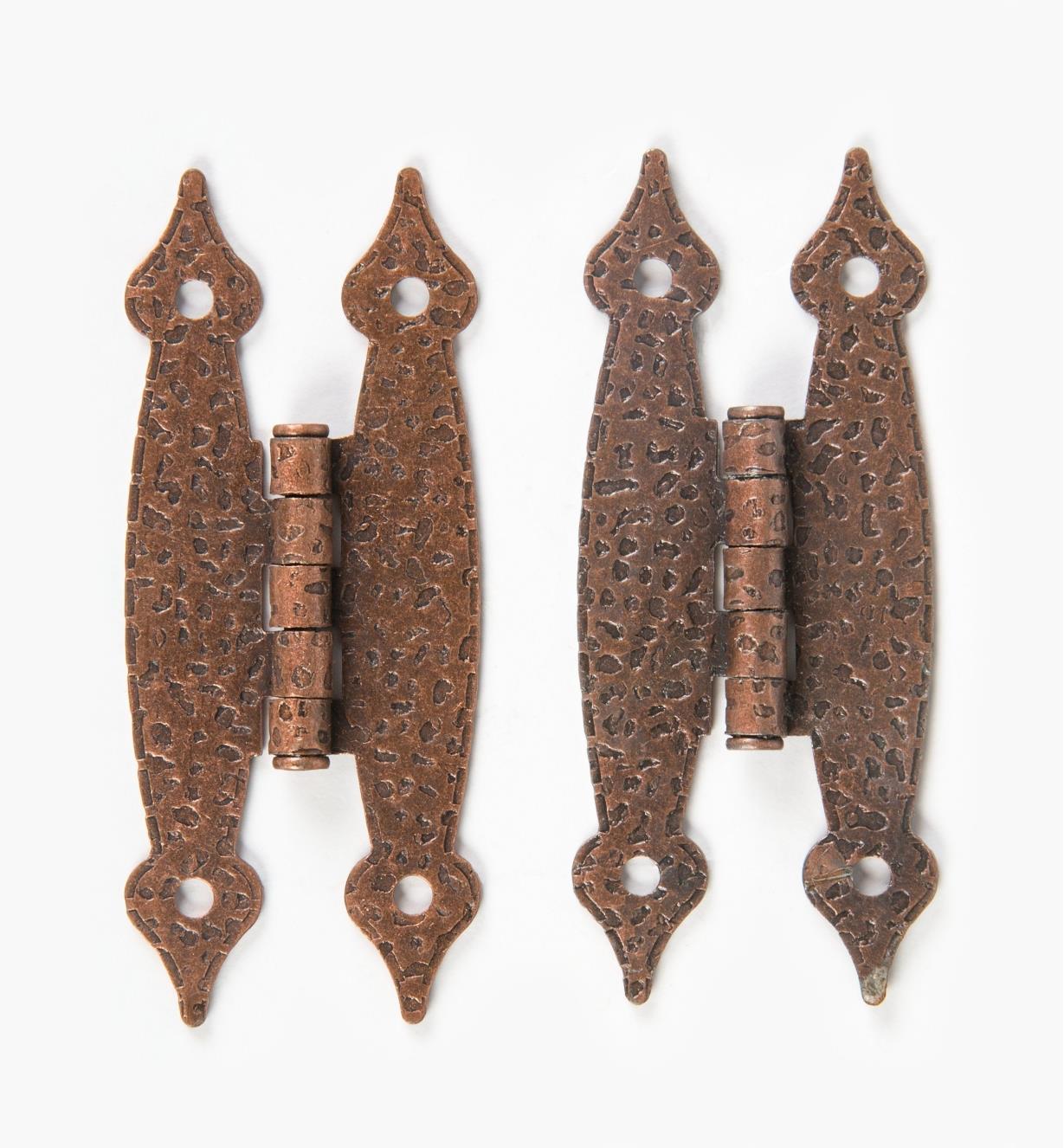 03W2506 - Belwith Country-Style Antique Copper Flush Hinges, pair