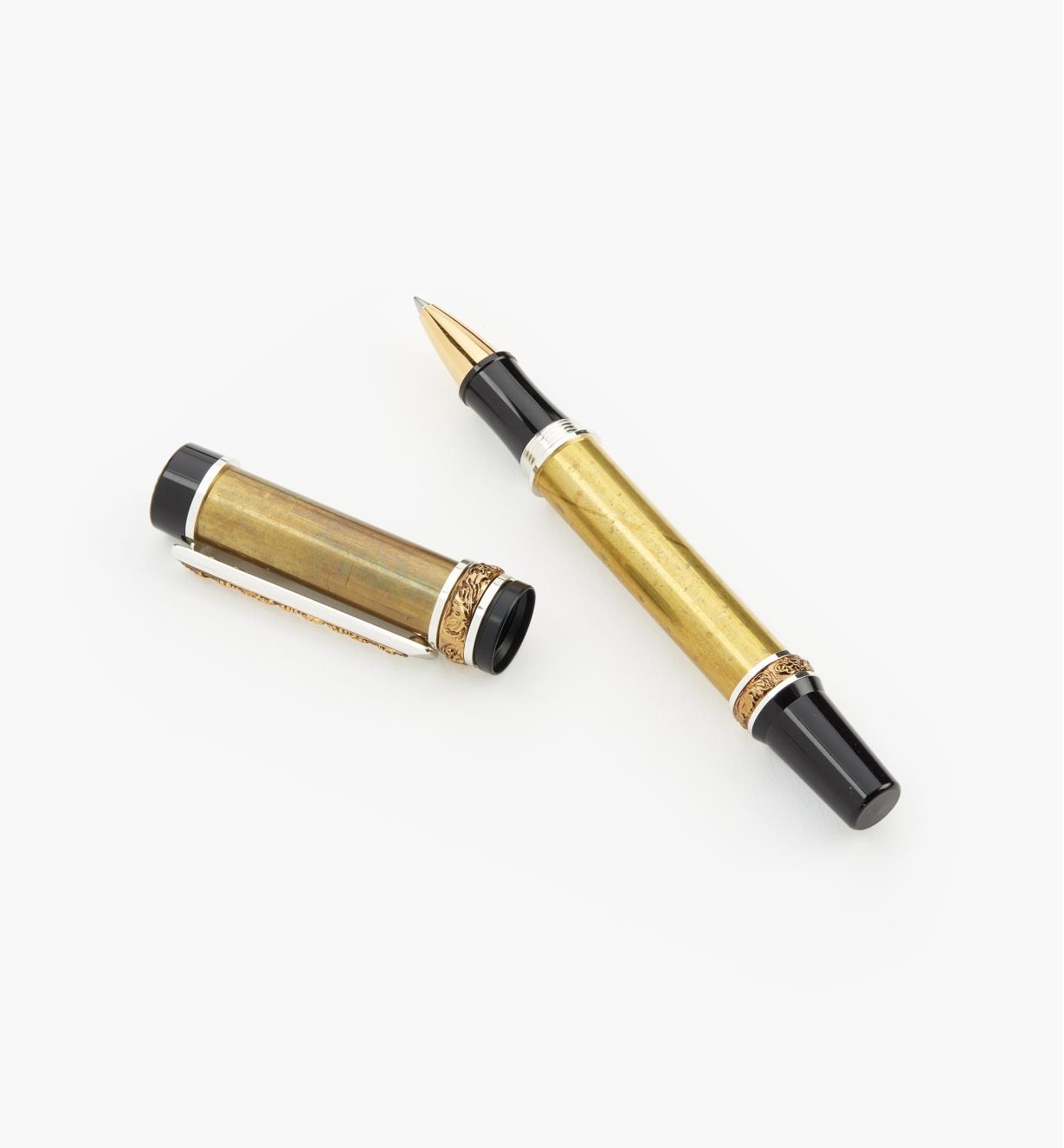 88K7630 - Cambridge Rollerball Pen, Titanium-Gold/Sterling Silver