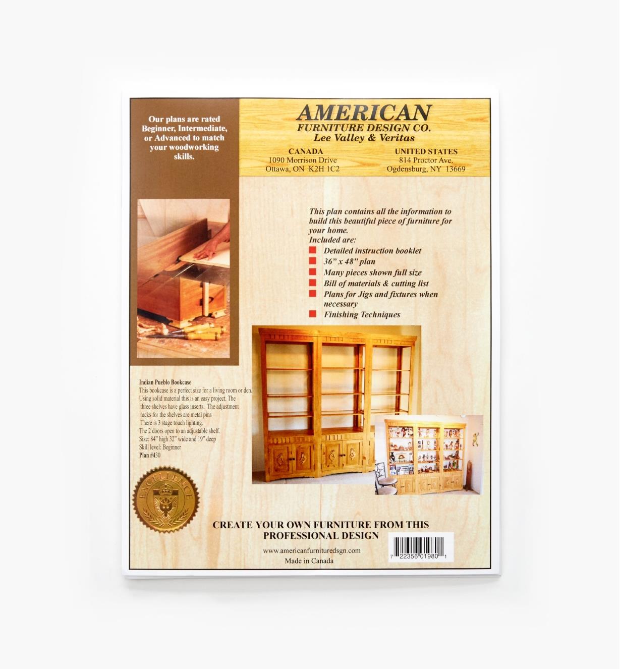 01L5136 - Indian Pueblo Bookcase Plan
