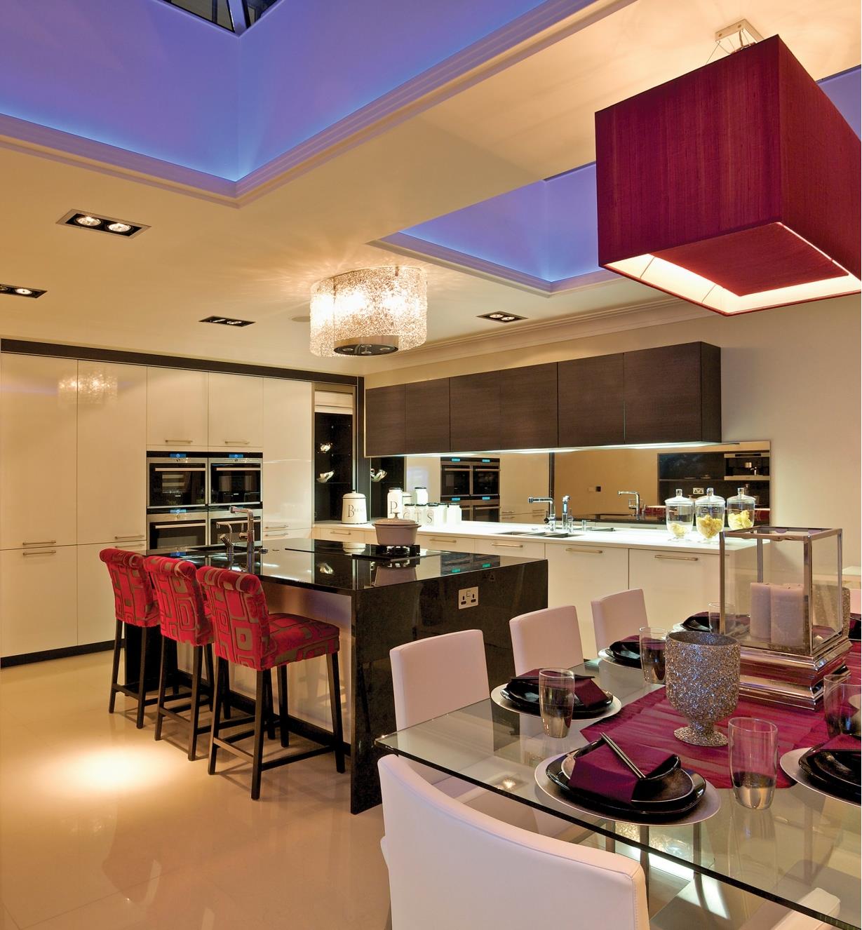 LED lights installed in a kitchen and dining room