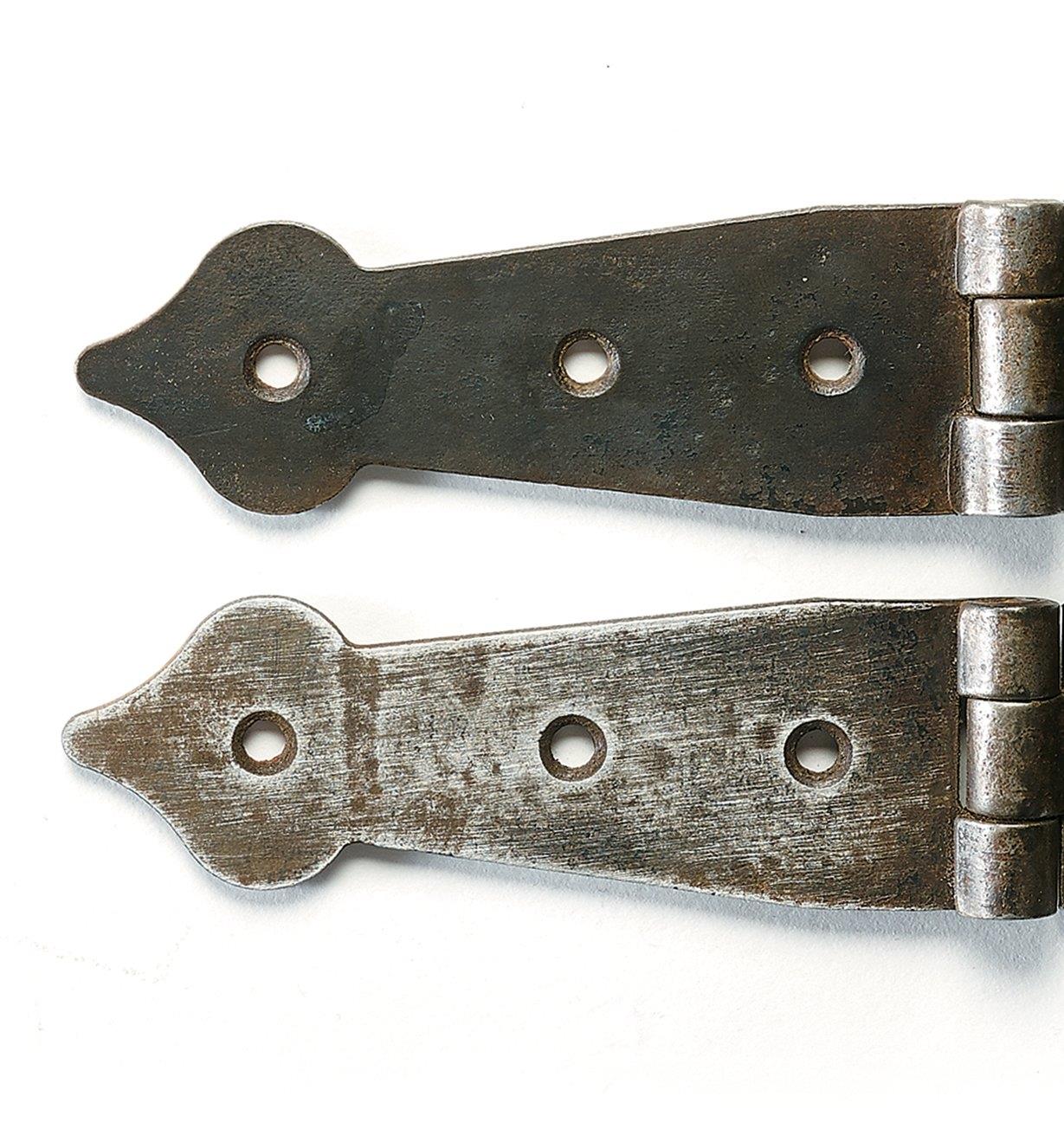 Two metal hinges as examples