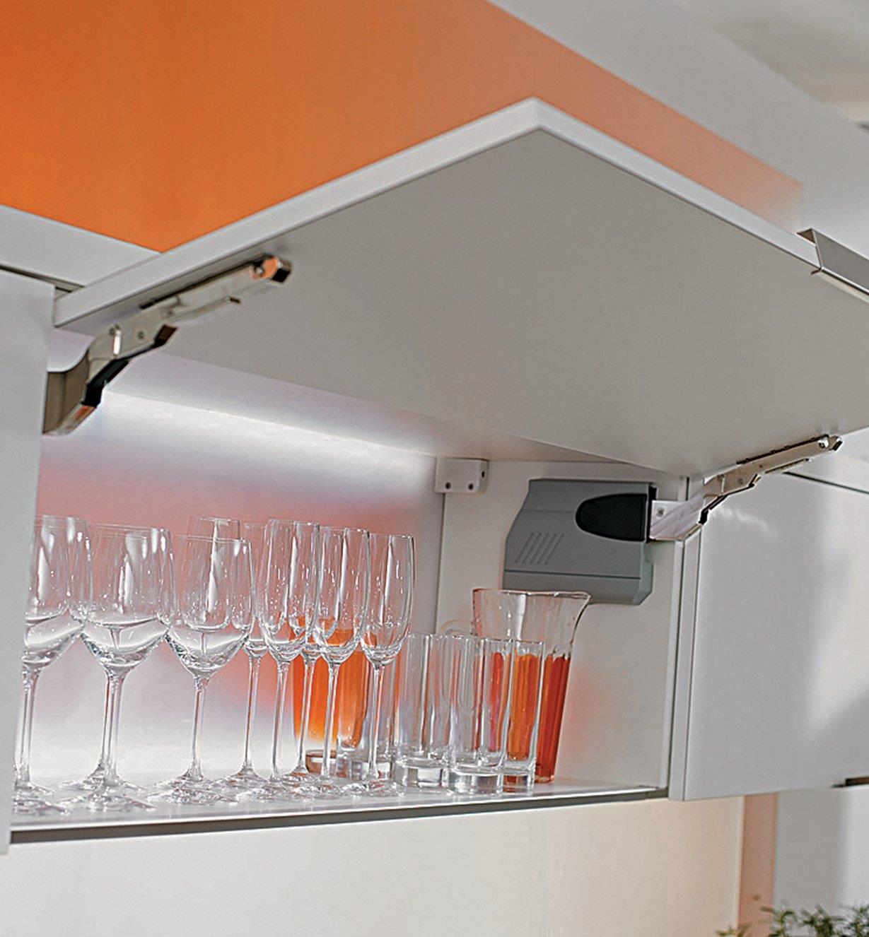 Example of overhead cabinet made with Blum Aventos HK Soft-Close Lift System