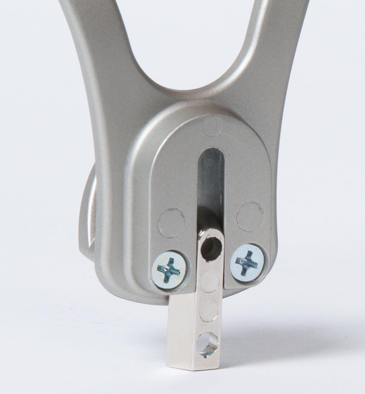 Close-up view of concealed mounting bracket