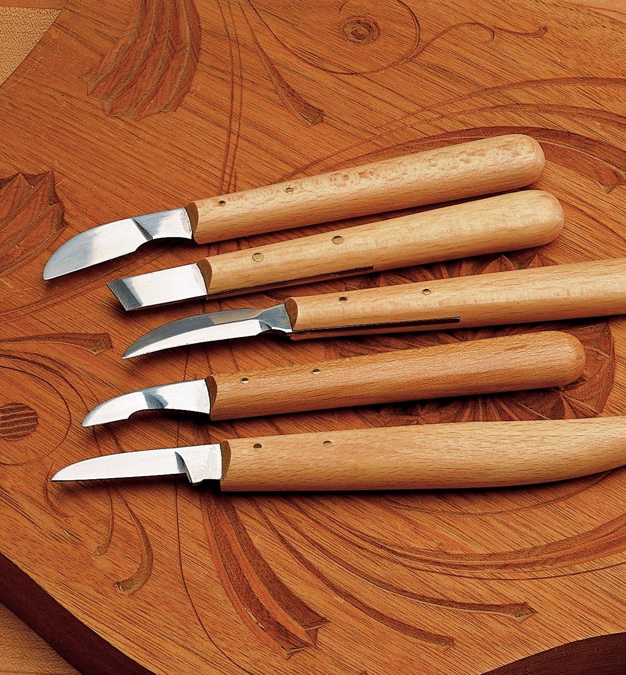 Set of 5 German Chip Carving Knives - Lee Valley Tools