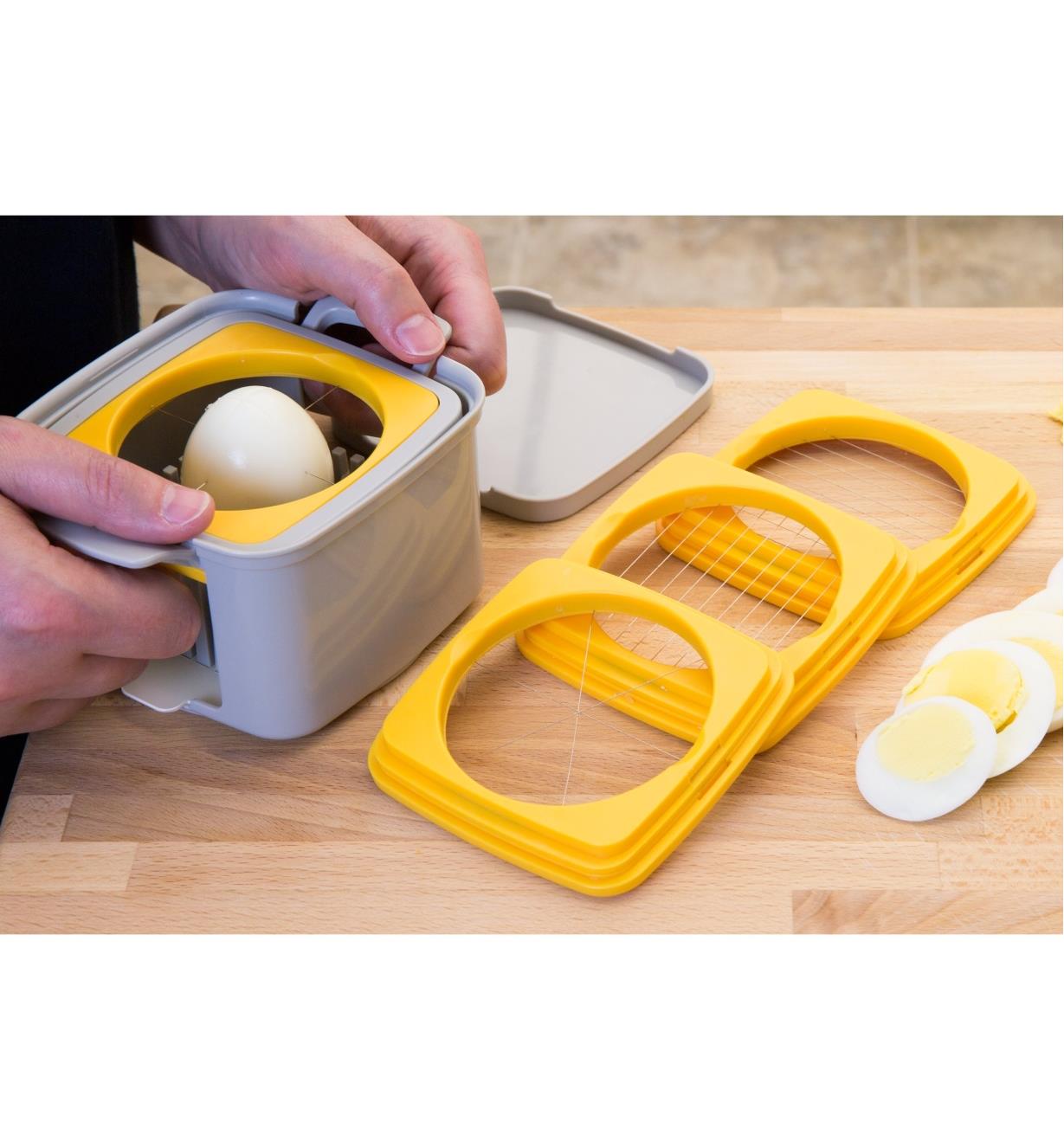 Cutting an egg with the Egg Cutter