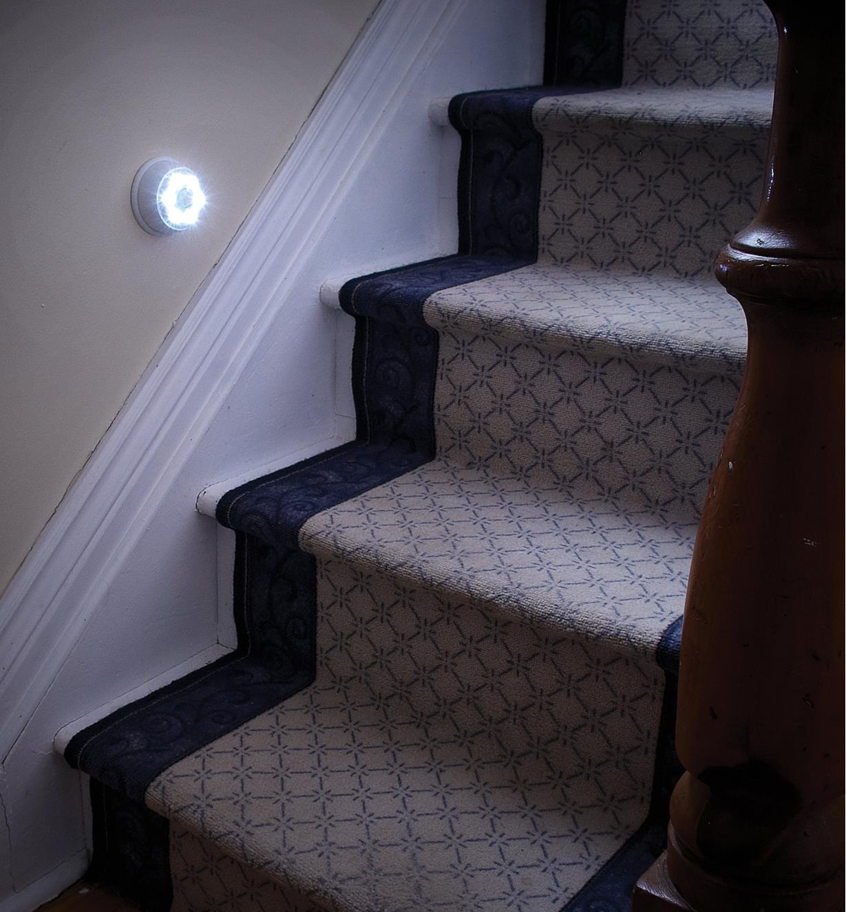 LED Infrared Detection Light mounted next to stairs