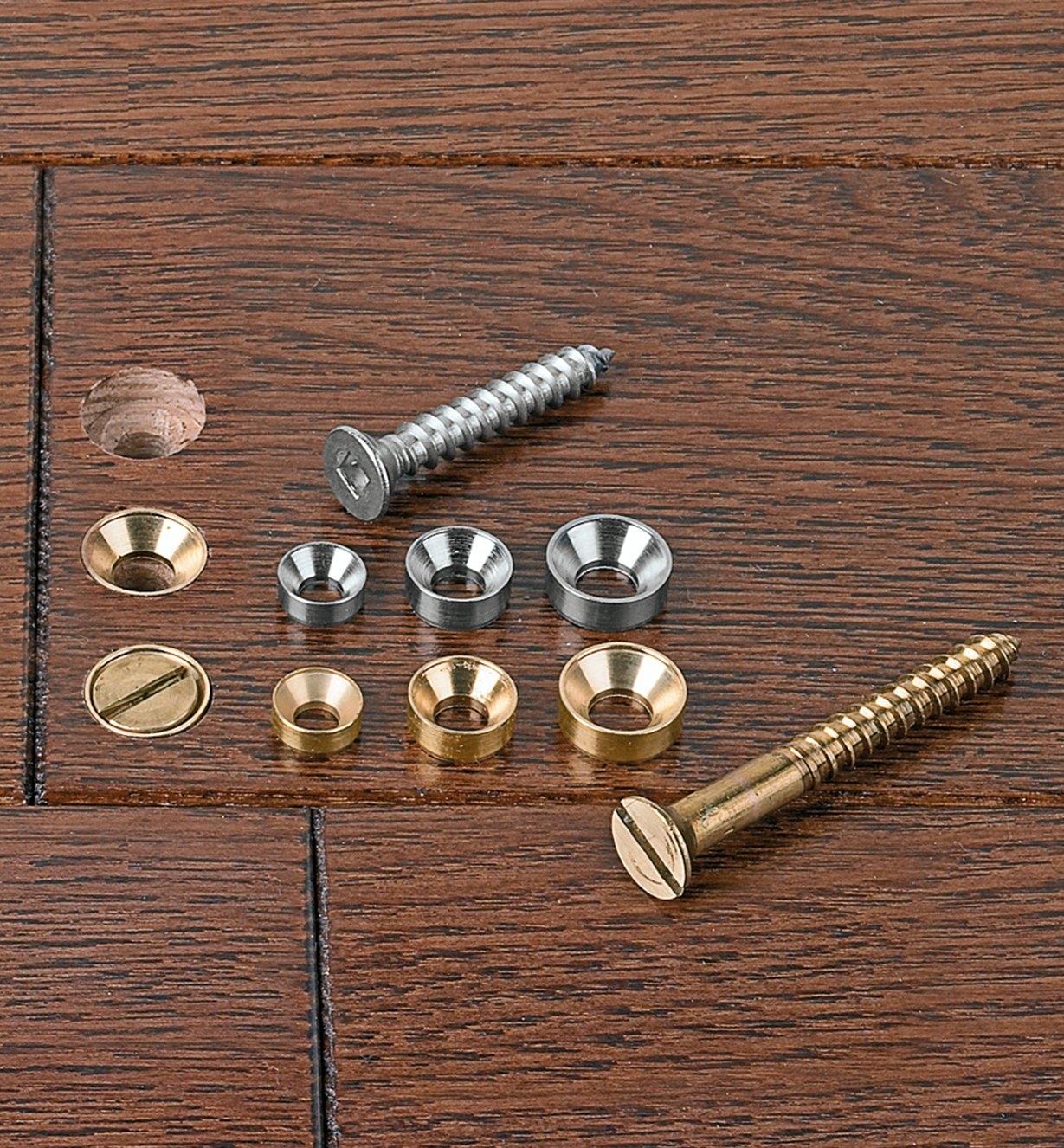 Examples of Countersunk Washers installed in wood