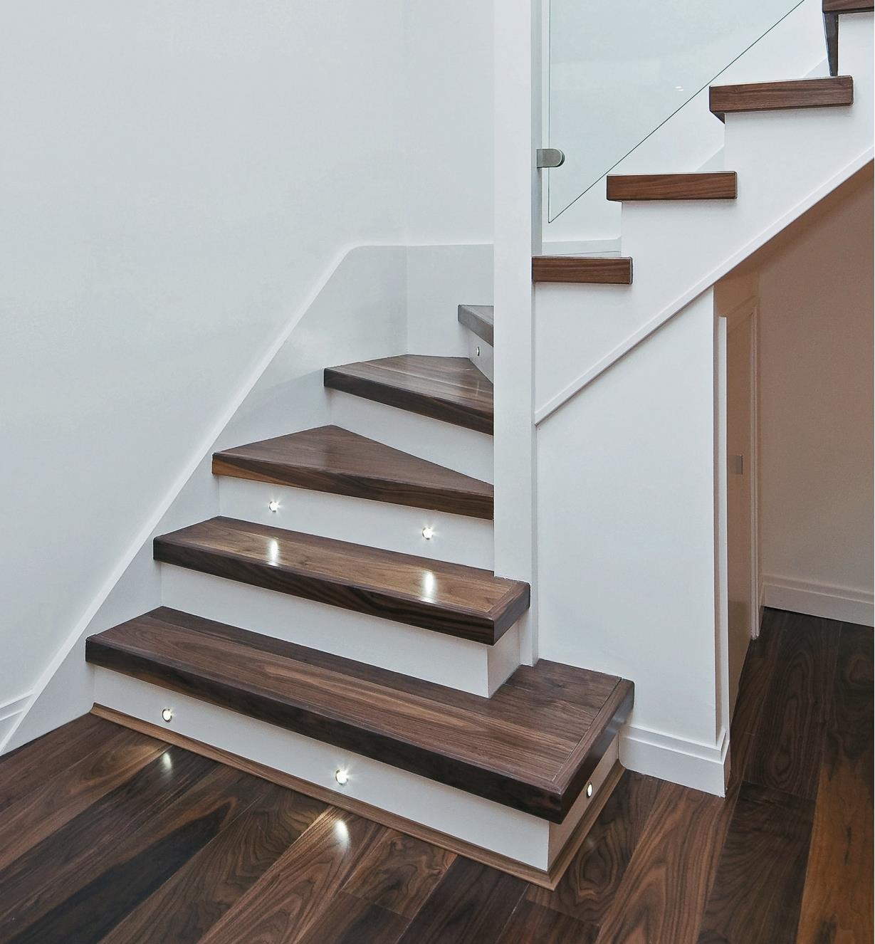 Example of Mini Recessed LED Lights installed in stairs