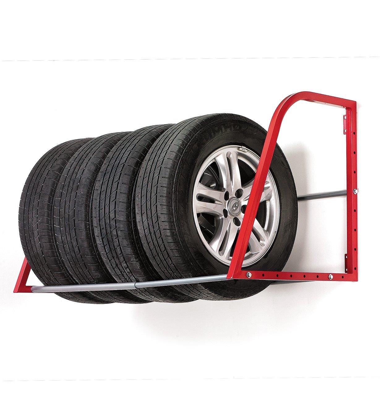 Heavy-Duty Tire Rack holding a set of four tires