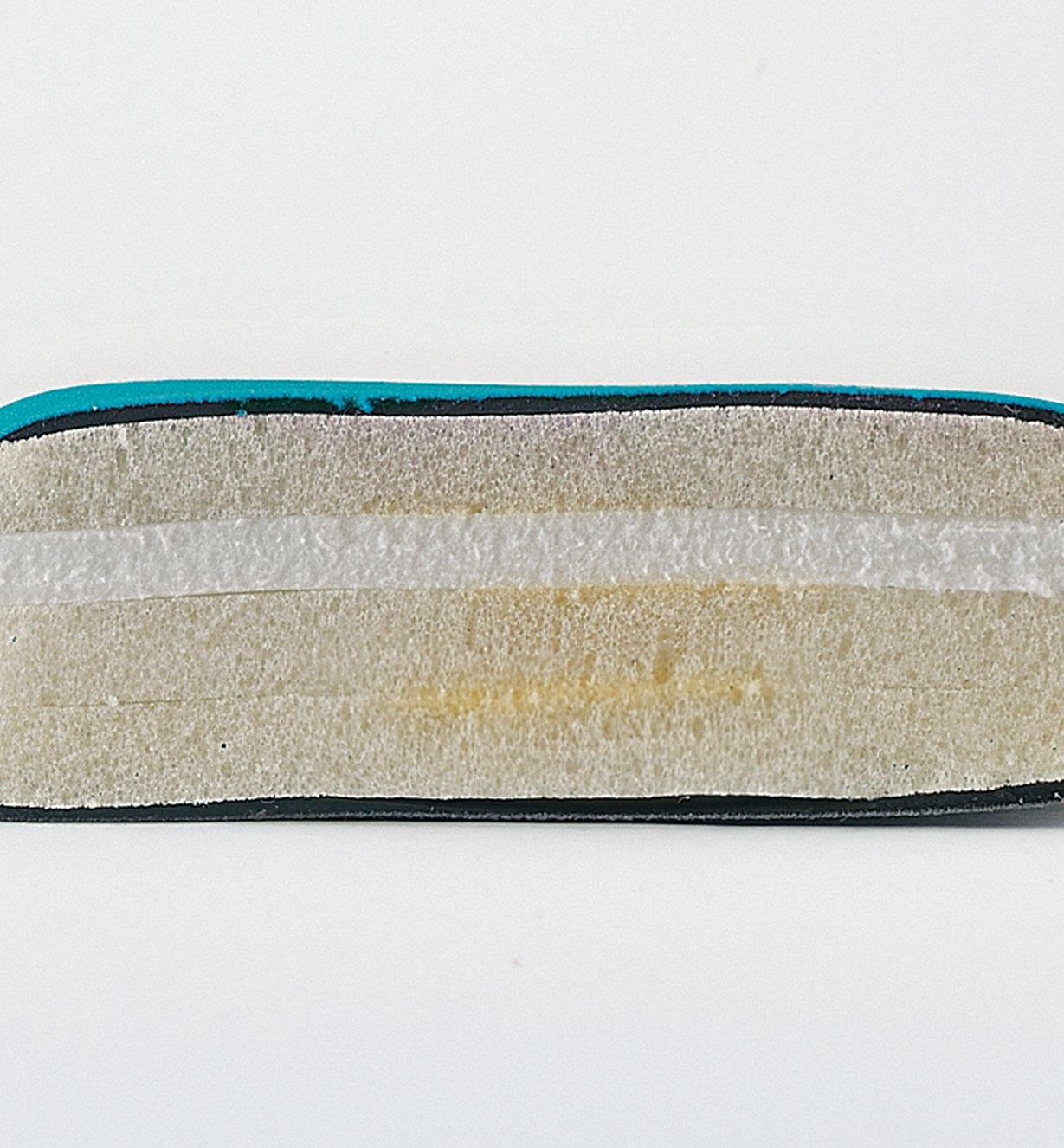 Cutaway view showing EVA foam encased in memory foam