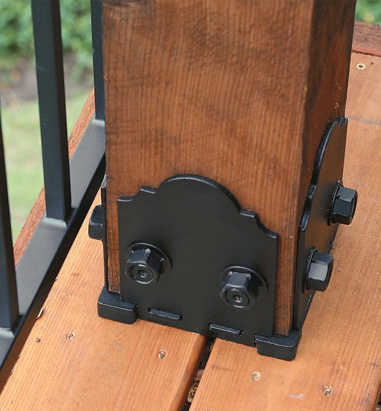 Ozco 6x6 Post Base used on a deck post