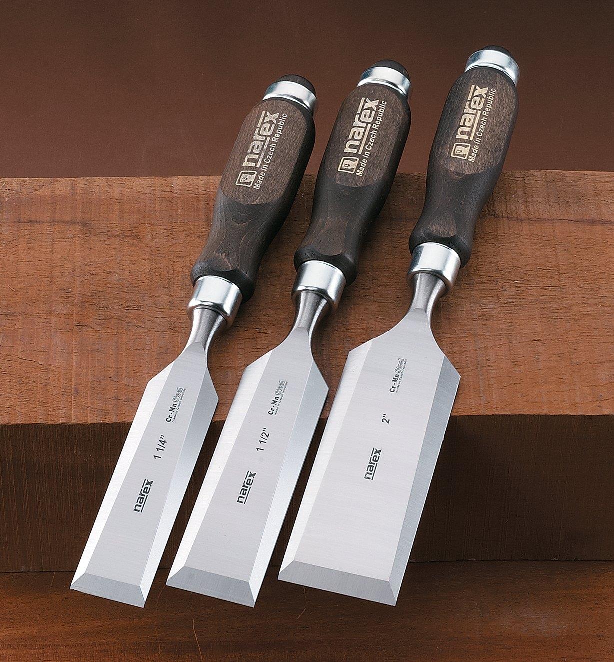 10S0978 - Narex Classic Bevel-Edge Chisels, Set of 3 (1 1/4" to 2")