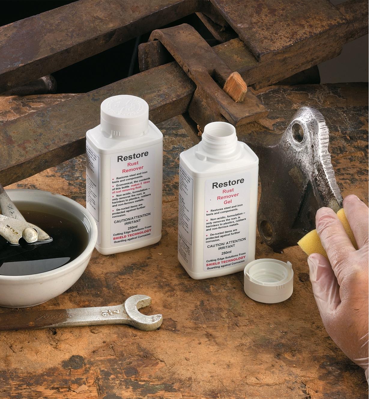 Bottles of Rust Remover Concentrate & Gel