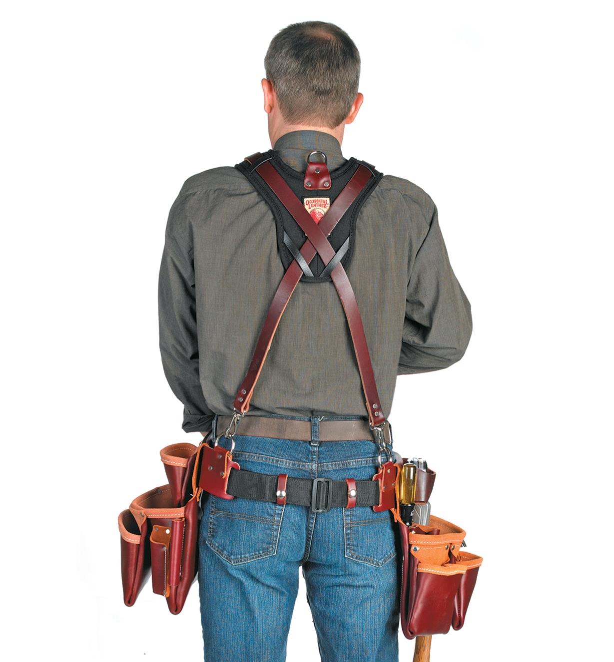Back view of a man wearing the Stronghold Suspension System