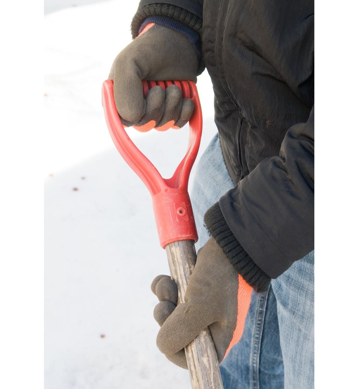 Wearing Thermal Gripper Gloves while shoveling