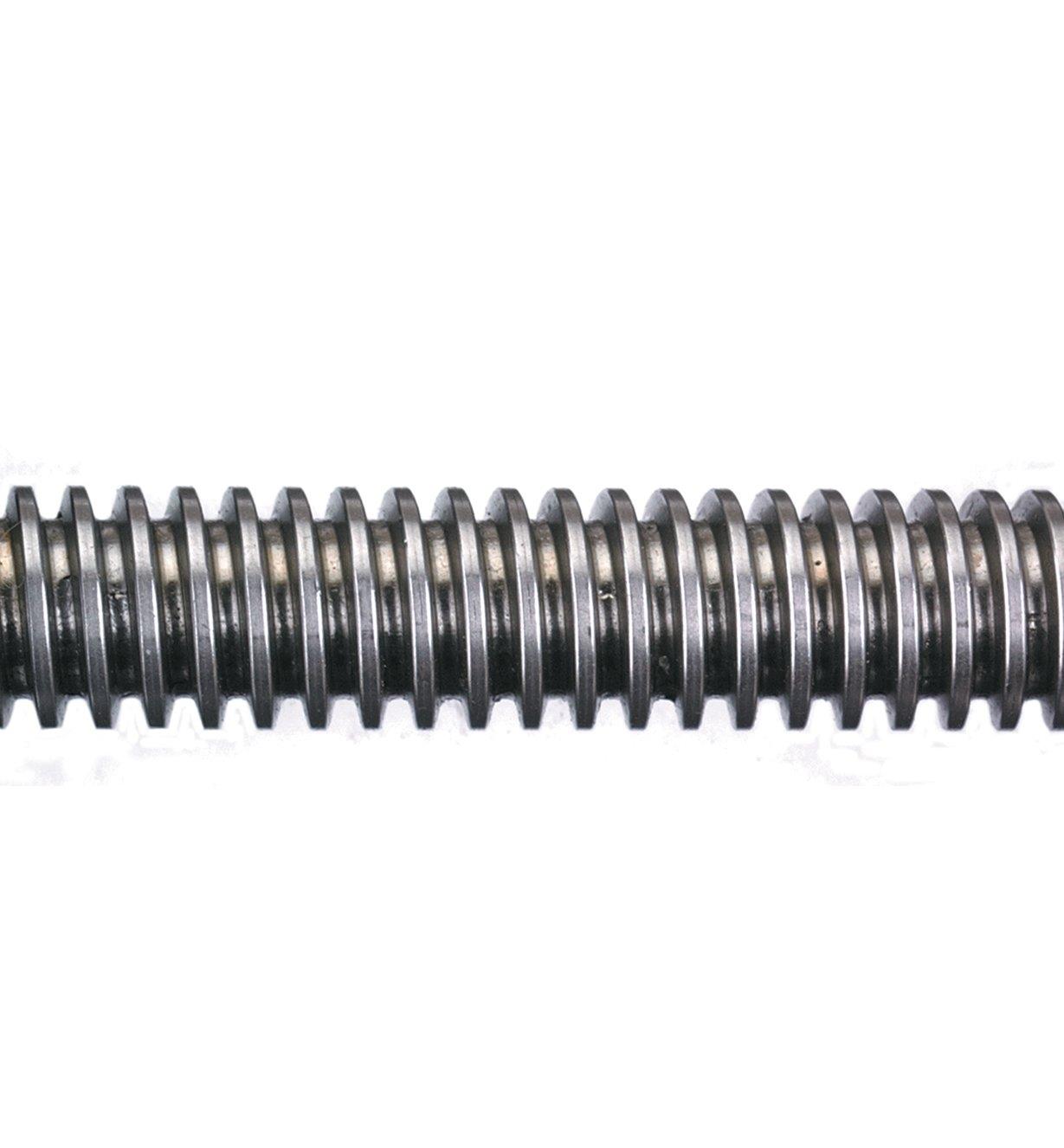 Close-up of Acme-threaded screw