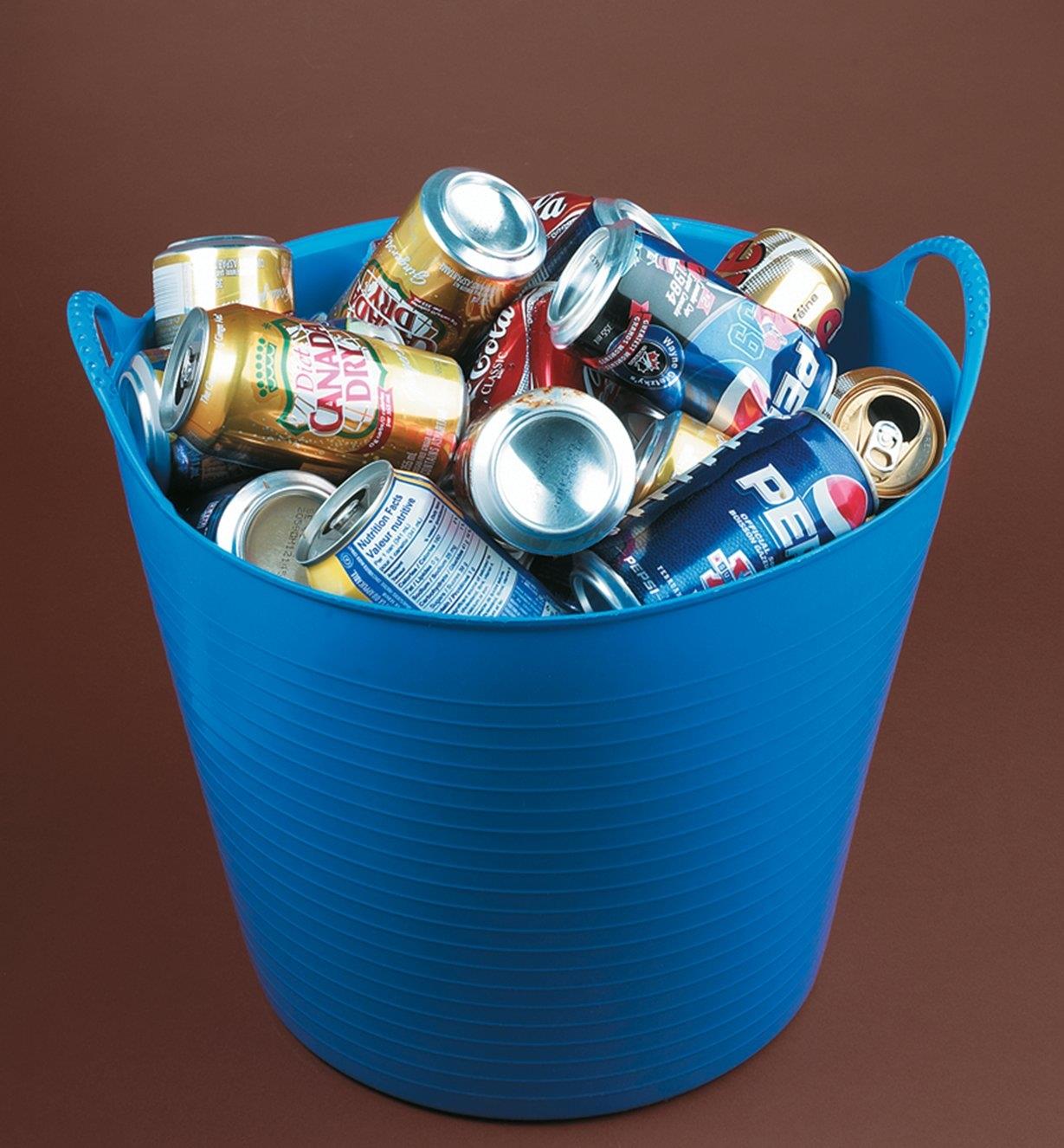 A Tubtrug filled with aluminum pop cans