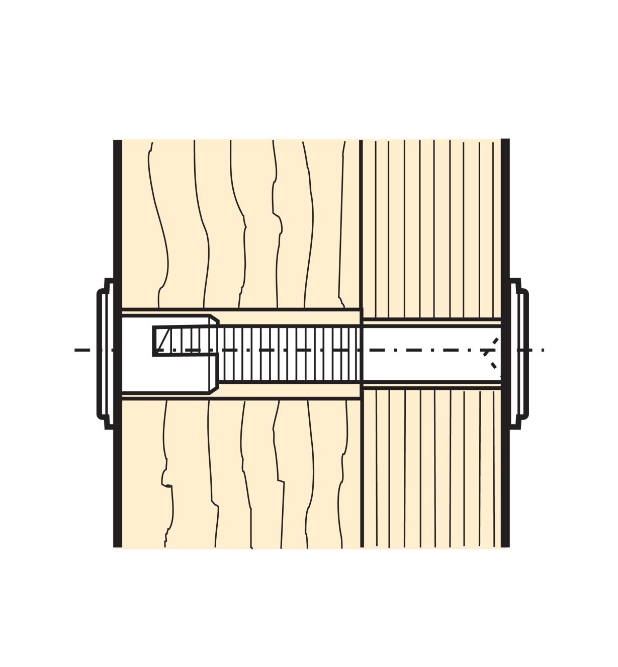 Cutaway illustration of installed Quick-Connect Bolt Cap