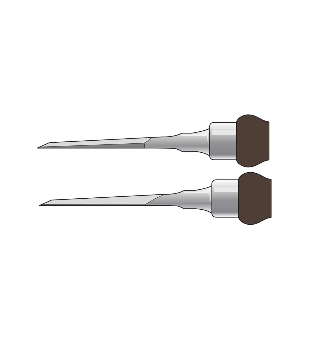 Illustrations of typical chisel blade and Narex chisel blade for comparison