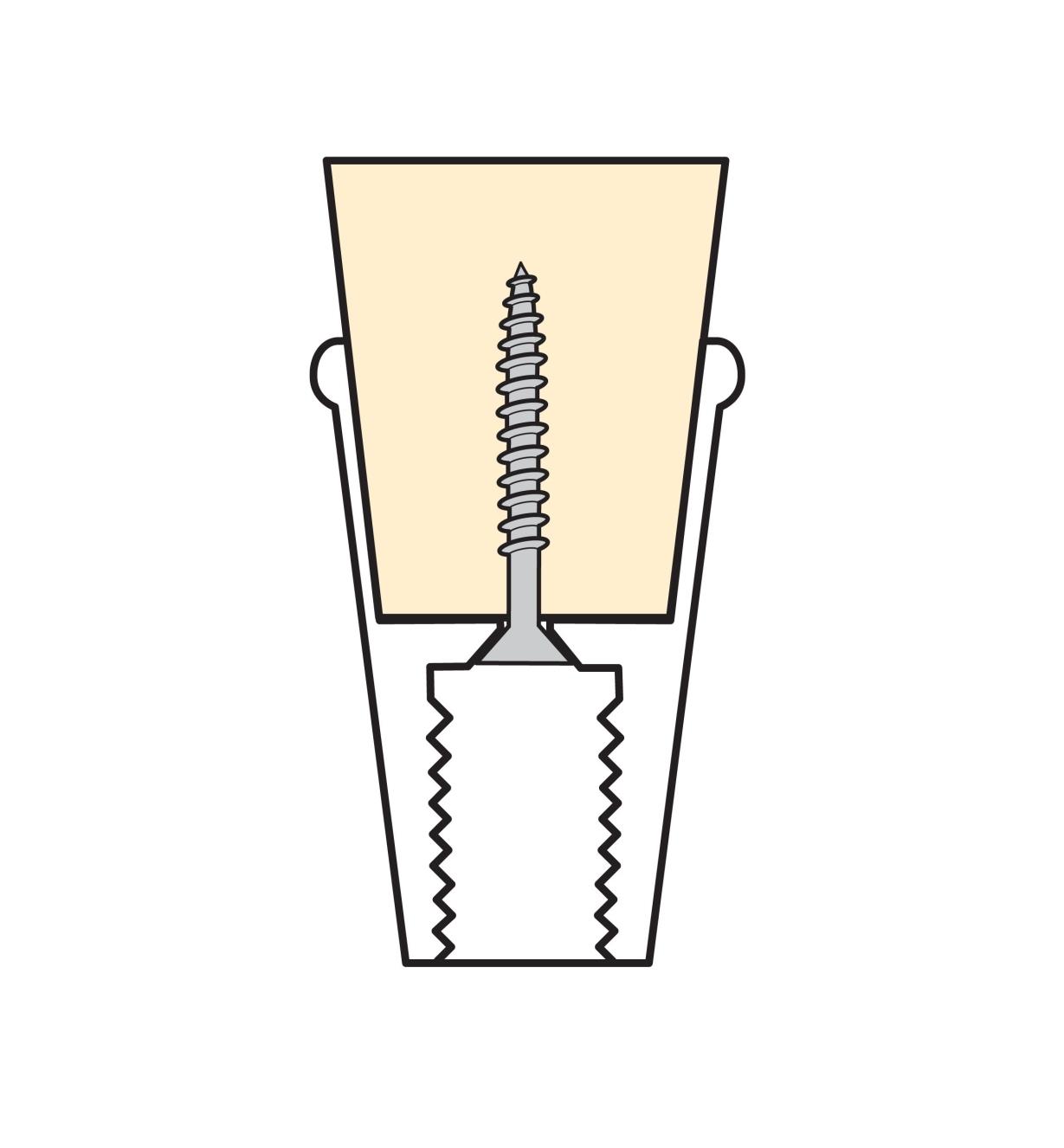 Cutaway diagram showing how the tips are installed on the cane with a screw
