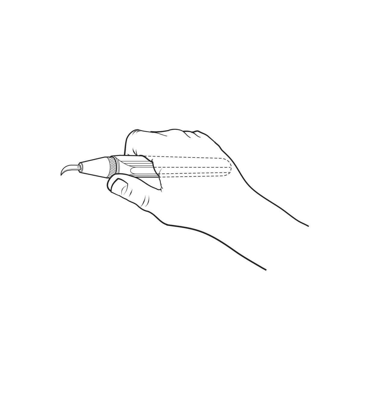 Ghosted illustration of carver's knife held in a hand