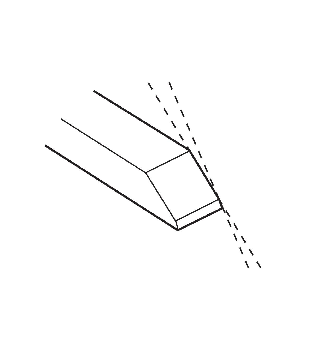 Illustration montrant un microbiseau sur une lame de ciseau affûtée