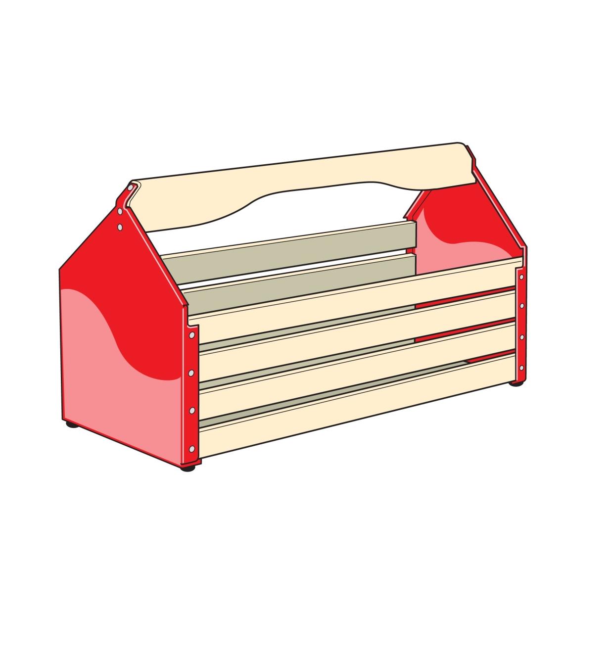 Illustration of toolbox made with slatted sides