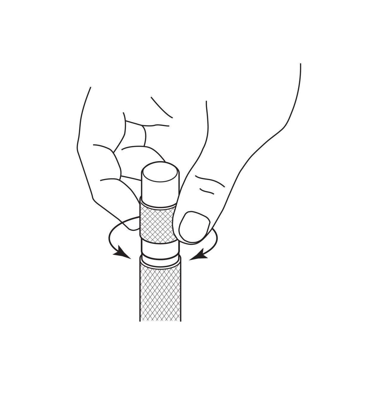 An illustration shows how to adjust the cap by twisting it