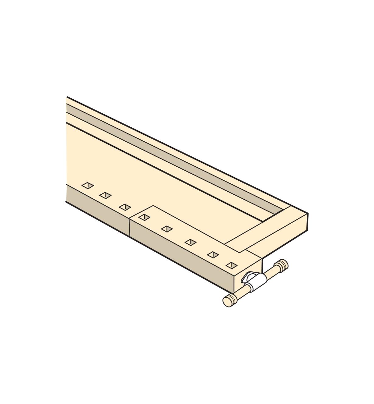 Illustration of Tail Vise installed in a bench