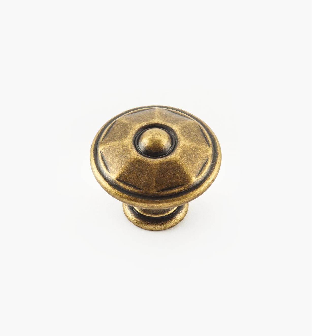 01A2241 - Faceted Brass Knob, 30mm × 26mm