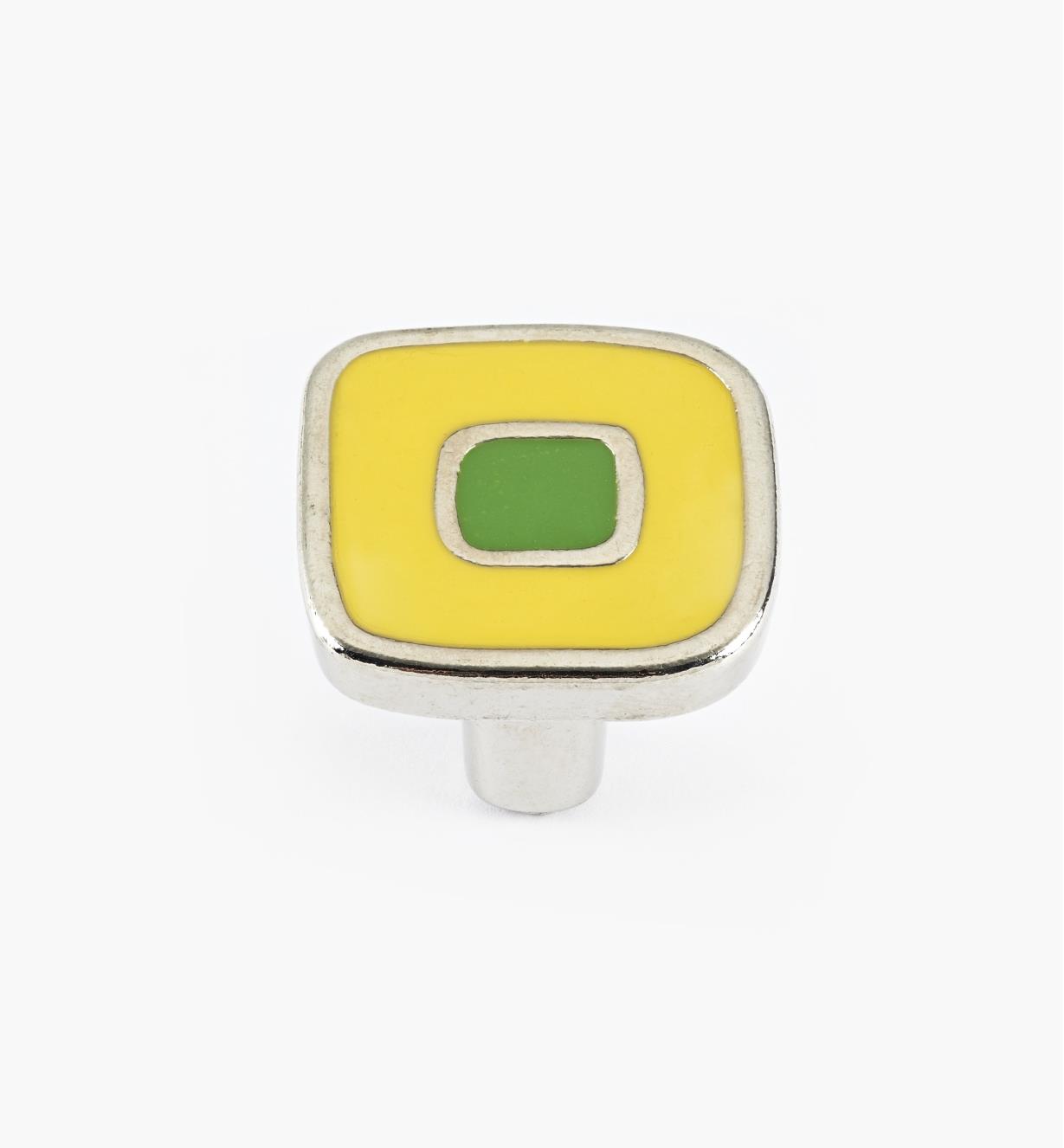 01X4360 - Petit bouton émaillé, jaune et vert, 30 mm