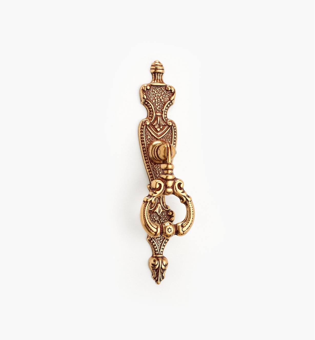 01A5282 - Poignée pendante sur platine verticale de 122 mm, quincaillerie Louis  XVI, série I
