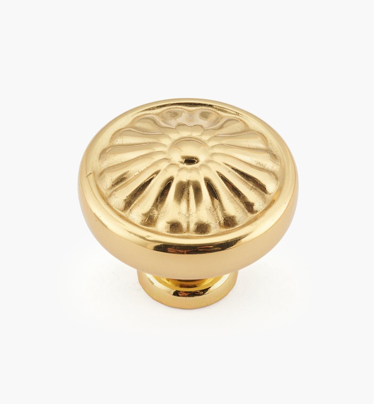 01W4040 - Petalled Knob, Polished Brass
