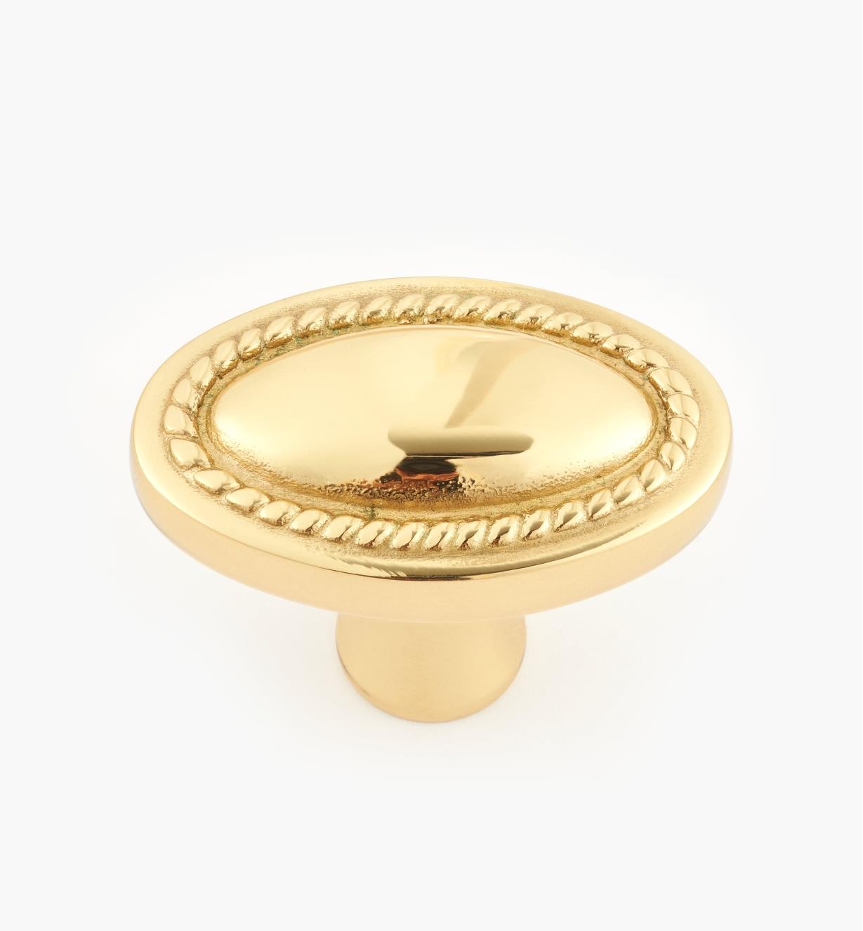 01W3940 - Oval Knob, Polished Brass